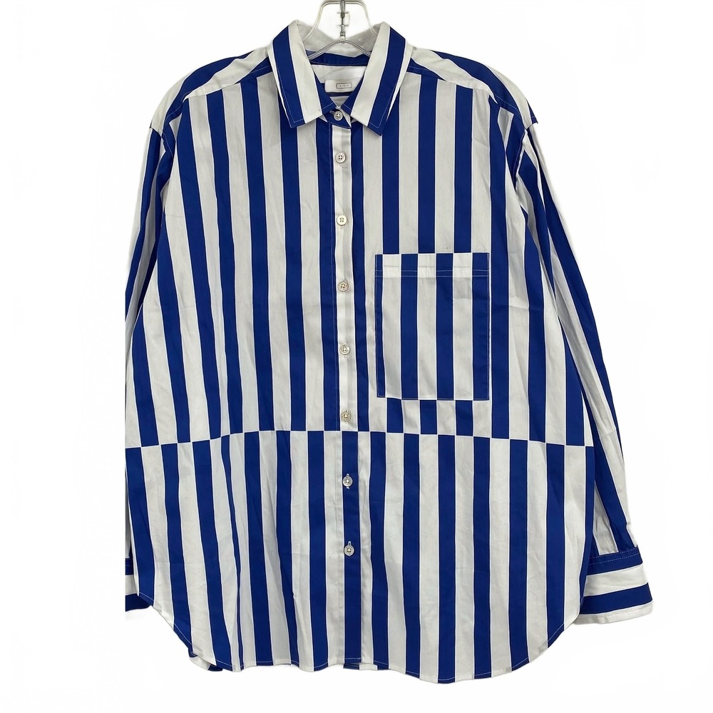 AYR Blue White Striped Button-Down Shirt | Womens M